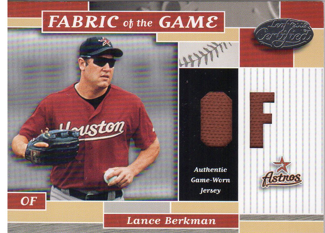 2002 Leaf Certified Fabric of the Game #90PS Lance Berkman/25