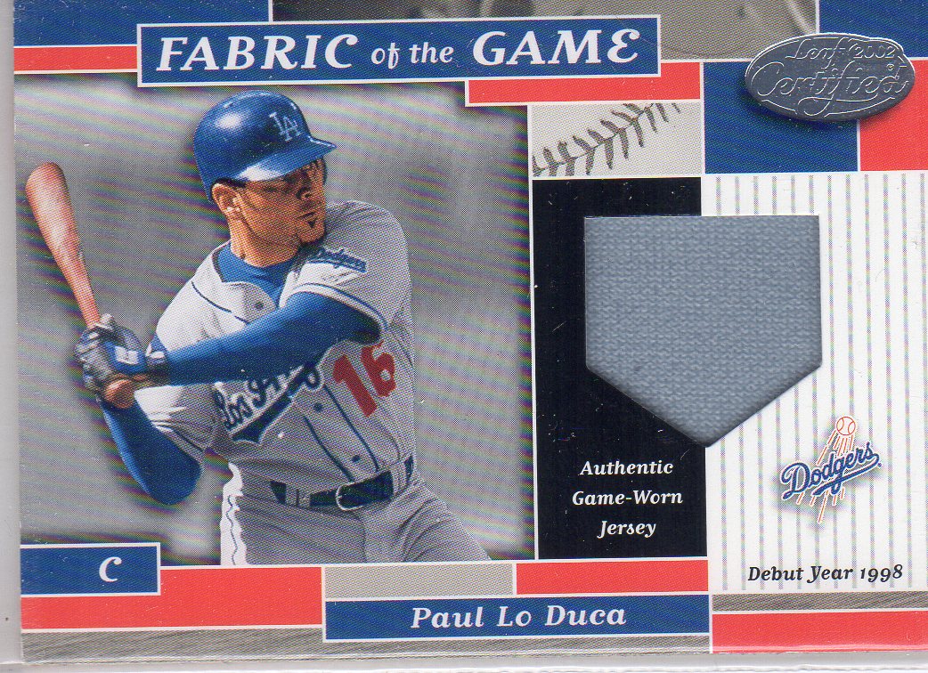 2002 Leaf Certified Fabric of the Game #91DY Paul Lo Duca/98