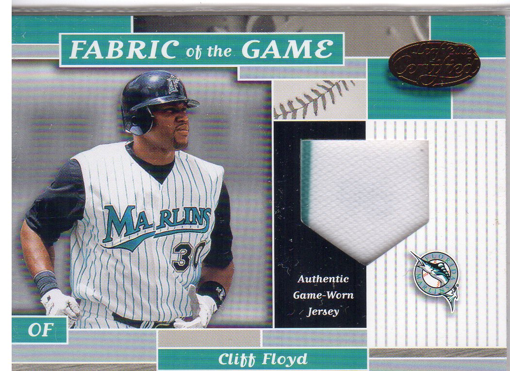 2002 Leaf Certified Fabric of the Game #96BA Cliff Floyd/100