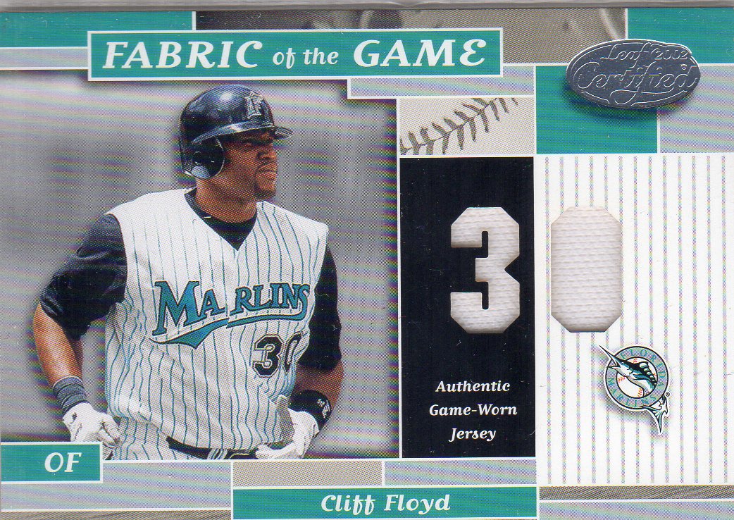 2002 Leaf Certified Fabric of the Game #96JN Cliff Floyd/30