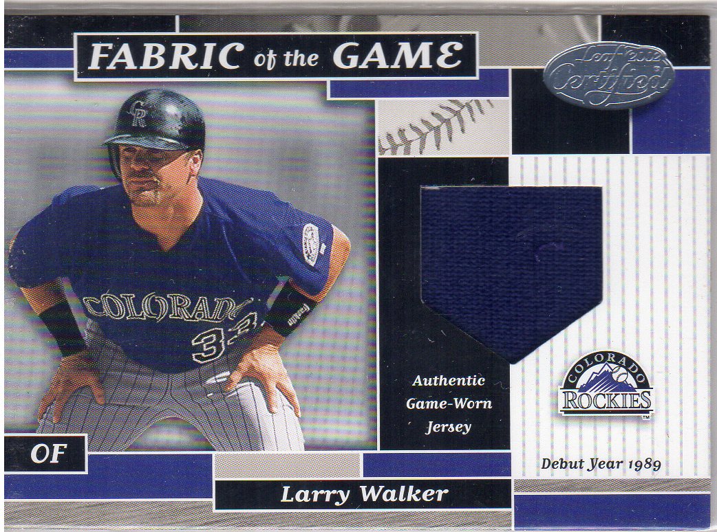 2002 Leaf Certified Fabric of the Game #97DY Larry Walker/89