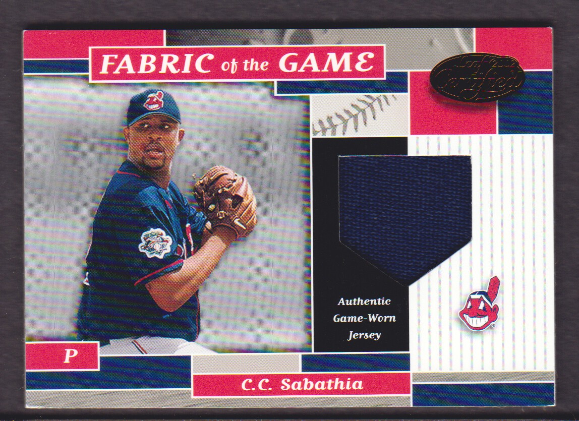 2002 Leaf Certified Fabric of the Game #104BA C.C. Sabathia/50