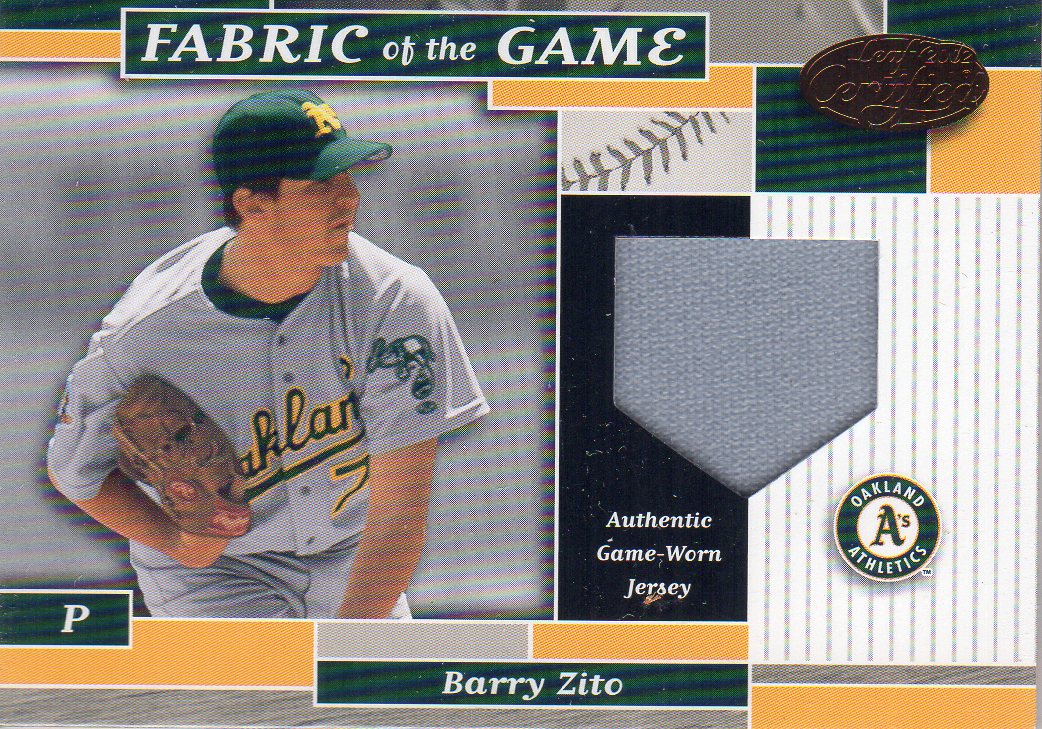 2002 Leaf Certified Fabric of the Game #131BA Barry Zito/75