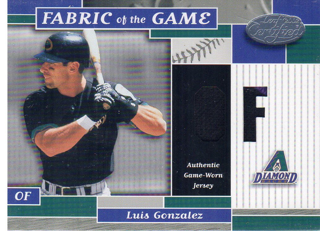 2002 Leaf Certified Fabric of the Game #138PS Luis Gonzalez/45