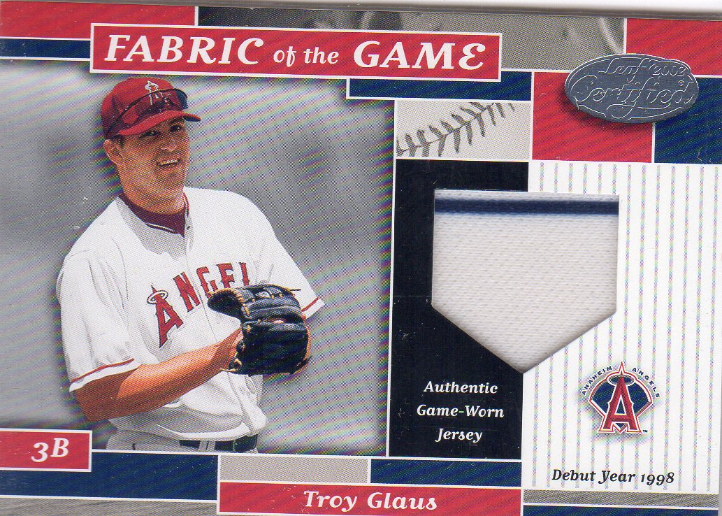 2002 Leaf Certified Fabric of the Game #142DY Troy Glaus/98