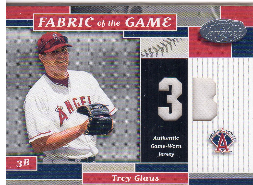 2002 Leaf Certified Fabric of the Game #142PS Troy Glaus/50