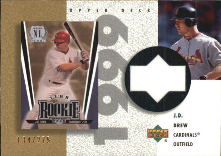 2002 UD Authentics Reverse Negative Jerseys Gold #RJD J.D. Drew