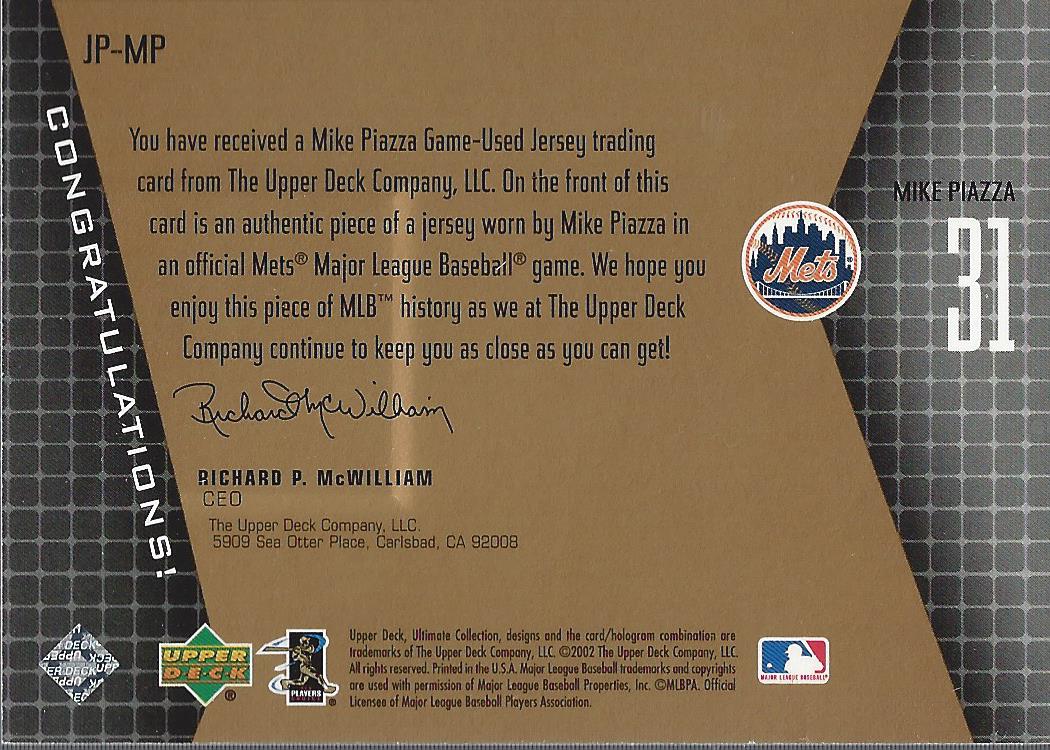 2002 Ultimate Collection Game Jersey Tier 3 #MP Mike Piazza back image