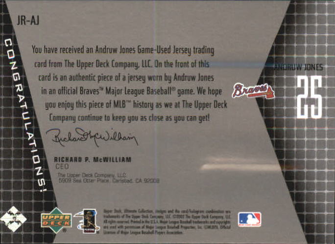 2002 Ultimate Collection Game Jersey Tier 4 #AJ Andruw Jones back image