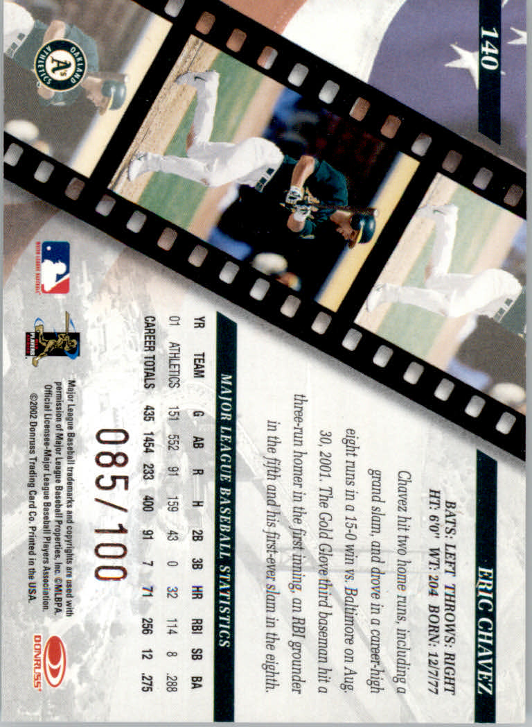 2002 Studio Proofs #140 Eric Chavez back image