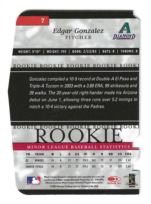 2003 Donruss Elite Extra Edition Status #7 Edgar Gonzalez/49 back image