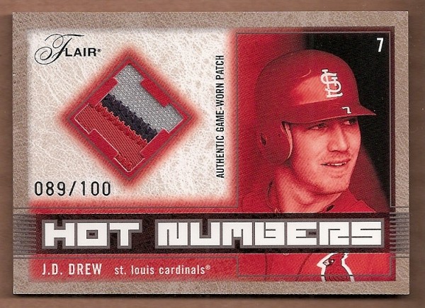 2003 Flair Hot Numbers Patch #JD J.D. Drew
