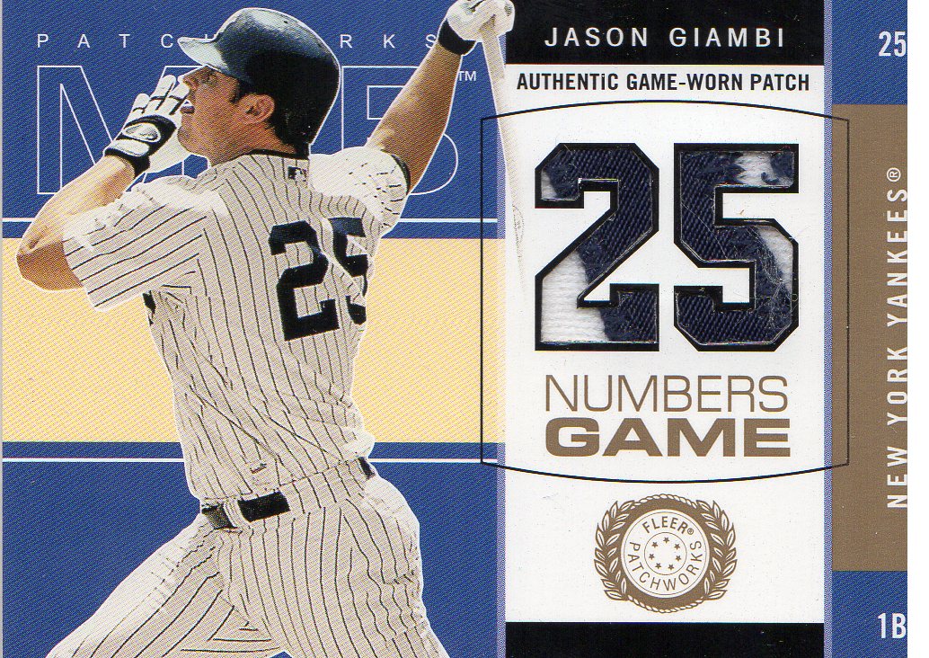 2003 Fleer Patchworks Numbers Game Patch #JG Jason Giambi