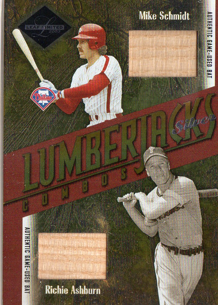 2003 Leaf Limited Lumberjacks Bat Silver #42 Mike Schmidt/Richie Ashburn/10