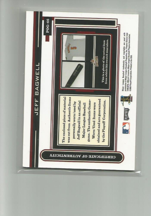 2003 Playoff Piece of the Game #46A Jeff Bagwell Jsy back image
