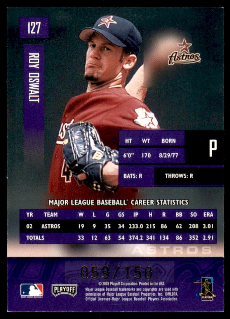 2003 Playoff Prestige Xtra Points Purple #127 Roy Oswalt back image