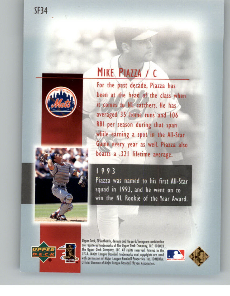 2003 SP Authentic Superstar Flashback #SF34 Mike Piazza back image