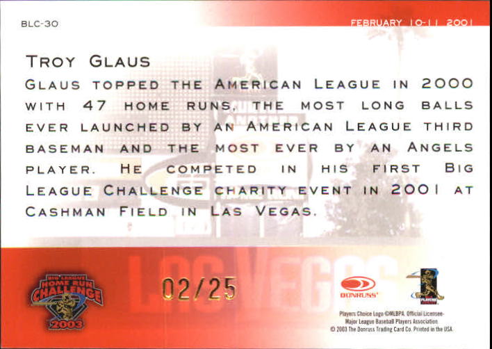2003 Studio Big League Challenge Proofs #30 Troy Glaus 01 back image