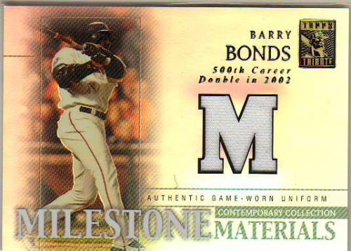2003 Topps Tribute Contemporary Milestone Materials Relics #BB4 Barry Bonds 500 2B Uni