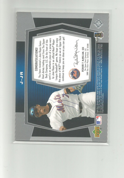 2003 Ultimate Collection Game Jersey Tier 1 #JR Jose Reyes Throw back image