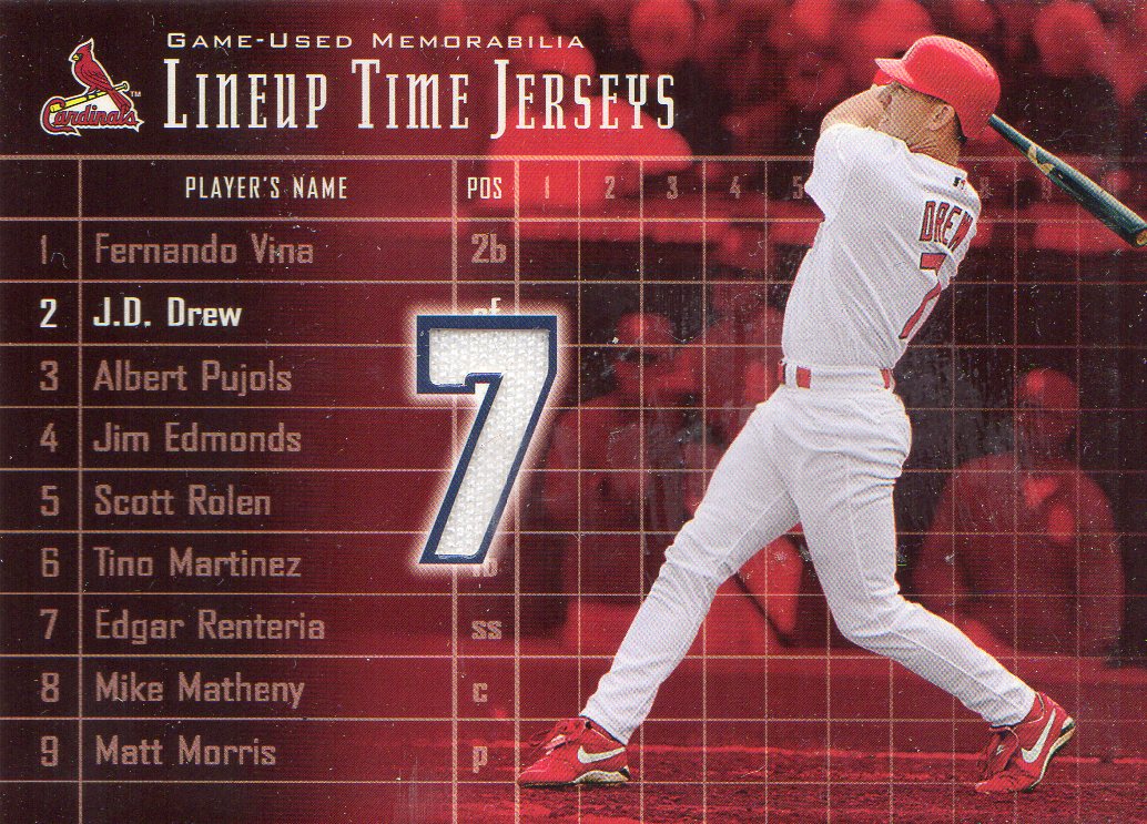 2003 Upper Deck Lineup Time Jerseys #JD J.D. Drew