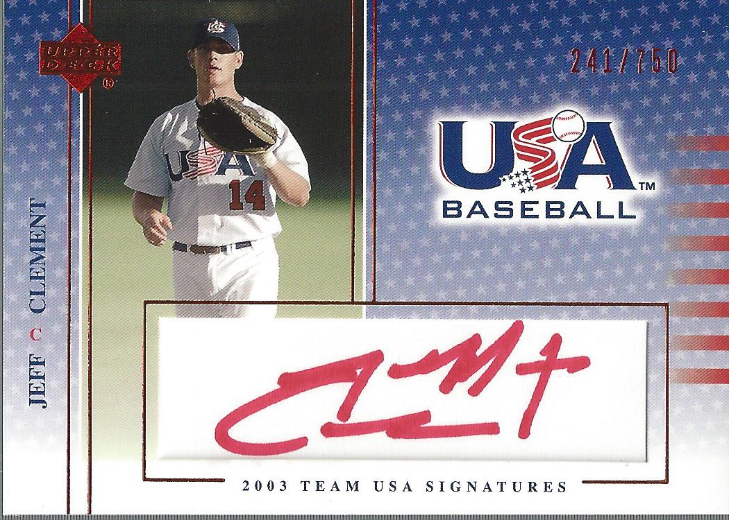 2003 USA Baseball National Team Signatures Red #10 Jeff Clement