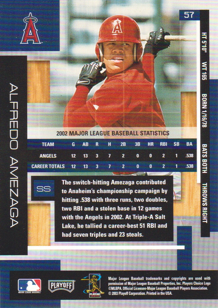 2003 Absolute Memorabilia 57 Alfredo Amezaga NMMT