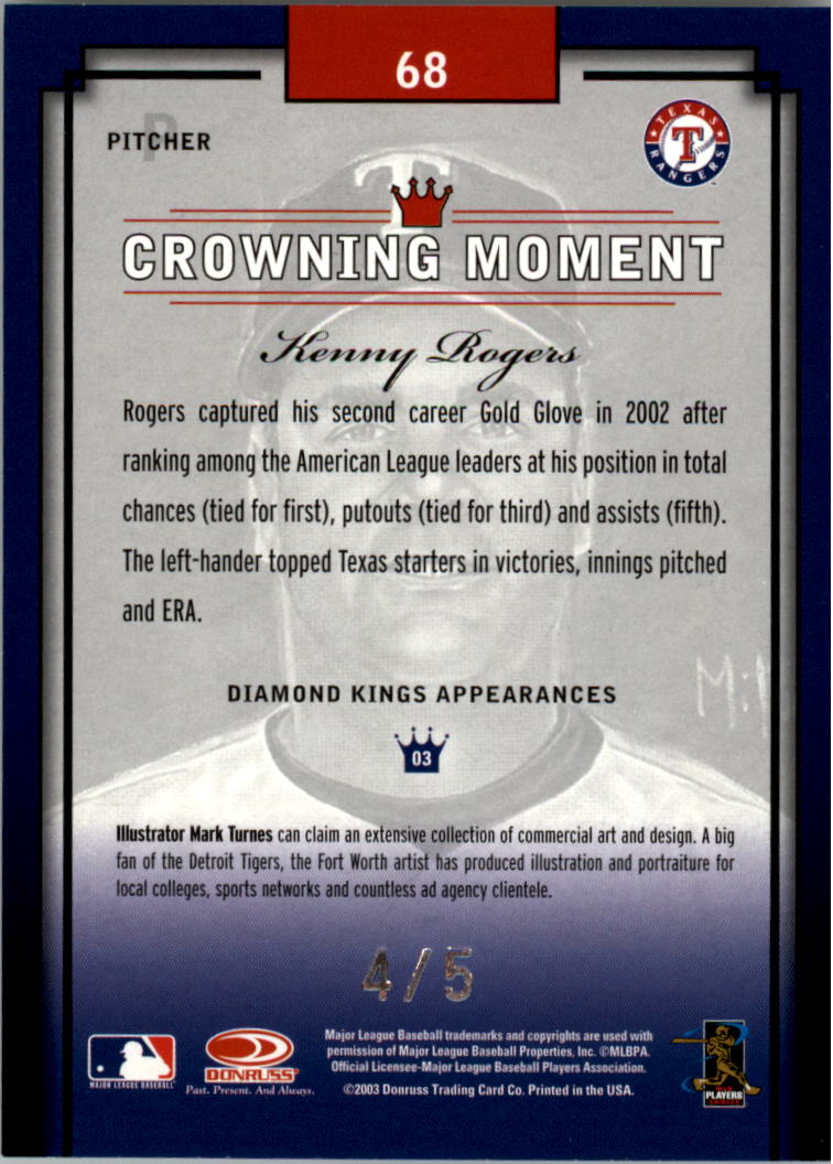 2003 Diamond Kings Atlantic City National #68 Kenny Rogers back image