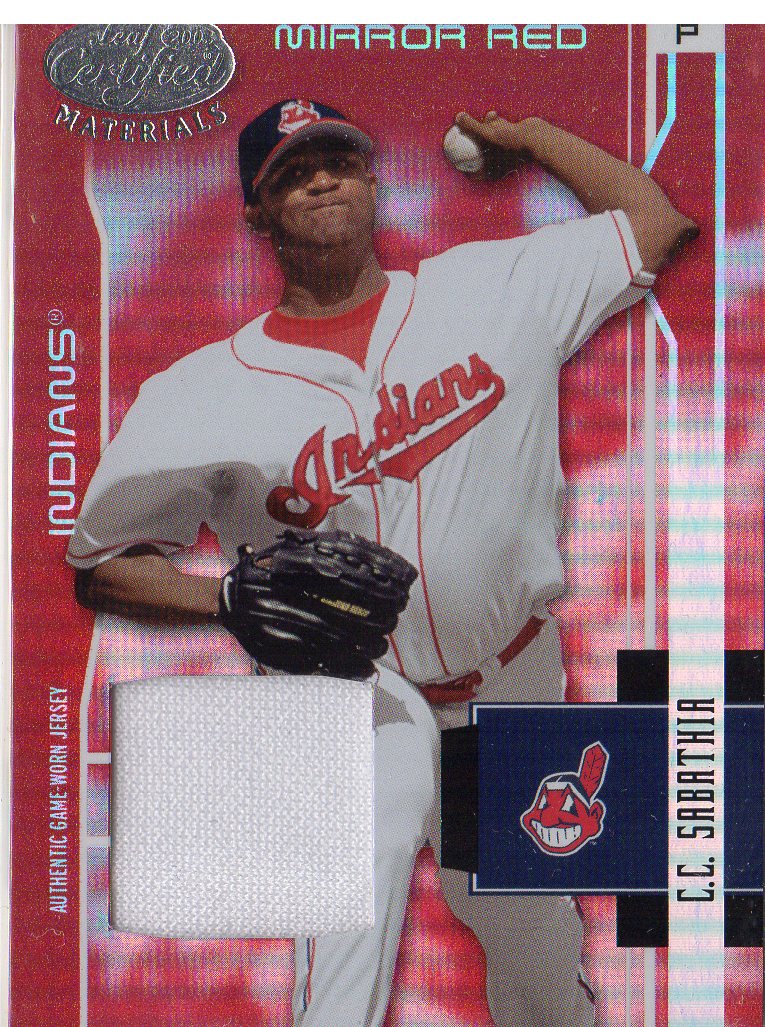 Leaf Certified Baseball 2002 Mirror Red Game Worn Jersey Card C.C. Sab