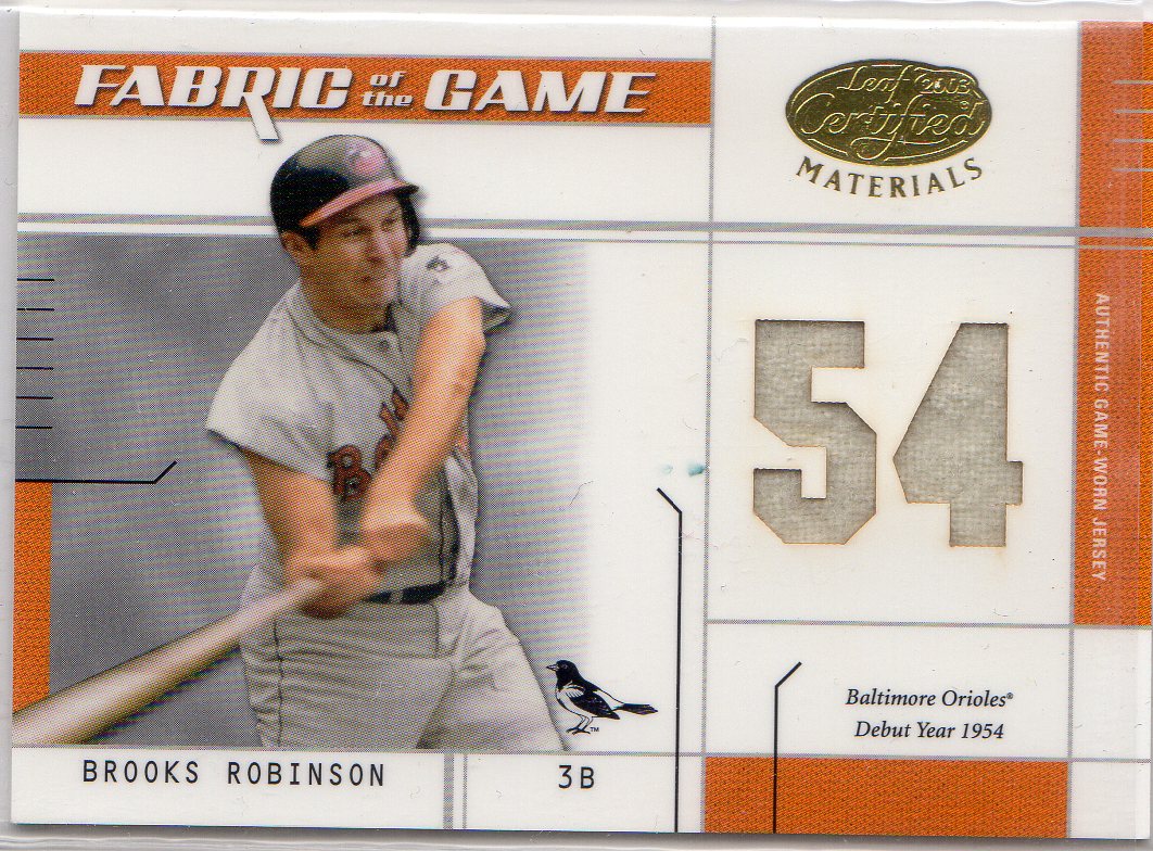 2003 Leaf Certified Materials Fabric of the Game #21DY Brooks Robinson DY/54