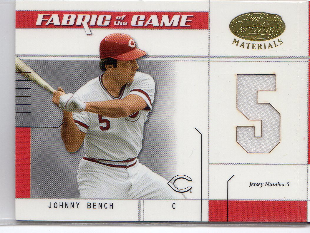 2003 Leaf Certified Materials Fabric of the Game #23JN Johnny Bench JN/5