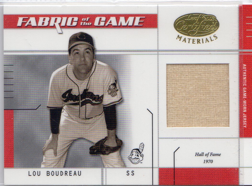 2003 Leaf Certified Materials Fabric of the Game #24IN Lou Boudreau IN/15