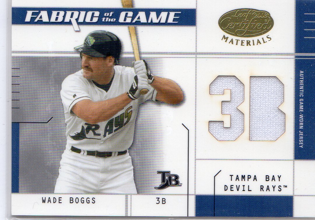 2003 Leaf Certified Materials Fabric of the Game #48PS Wade Boggs Rays PS/50