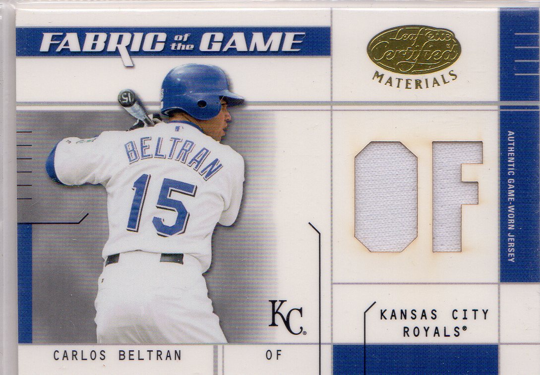 2003 Leaf Certified Materials Fabric of the Game #54PS Carlos Beltran PS/50