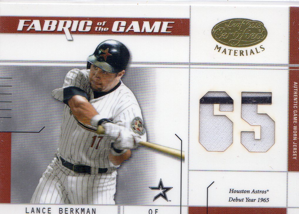 2003 Leaf Certified Materials Fabric of the Game #58DY Lance Berkman DY/65