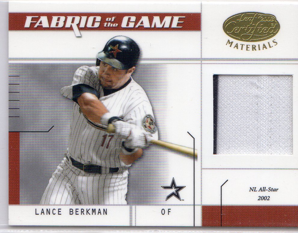 2003 Leaf Certified Materials Fabric of the Game #58IN Lance Berkman IN/50