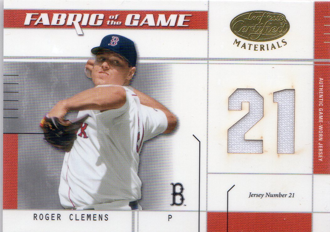 2003 Leaf Certified Materials Fabric of the Game #78JN R.Clemens R.Sox JN/21