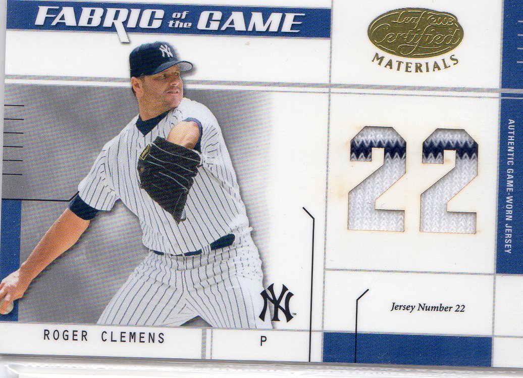 2003 Leaf Certified Materials Fabric of the Game #80JN R.Clemens Yanks JN/22