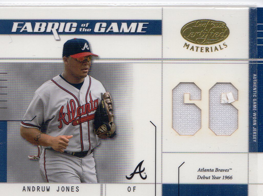 2003 Leaf Certified Materials Fabric of the Game #93DY Andruw Jones DY/66