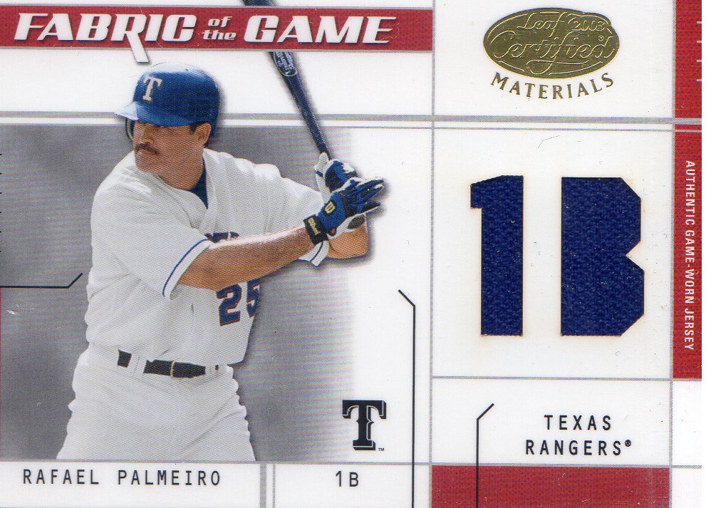 2003 Leaf Certified Materials Fabric of the Game #94PS Rafael Palmeiro PS/50