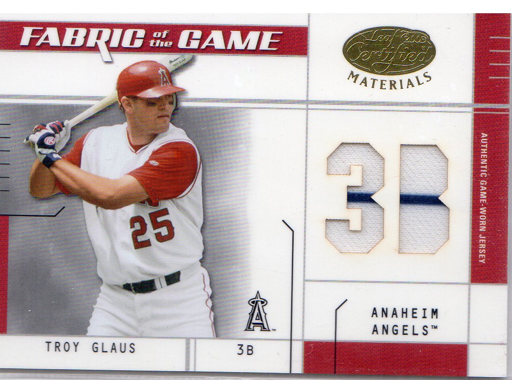 2003 Leaf Certified Materials Fabric of the Game #95PS Troy Glaus PS/50