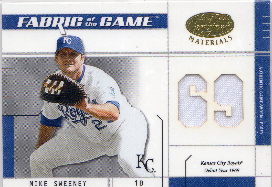 2003 Leaf Certified Materials Fabric of the Game #104DY Mike Sweeney DY/69