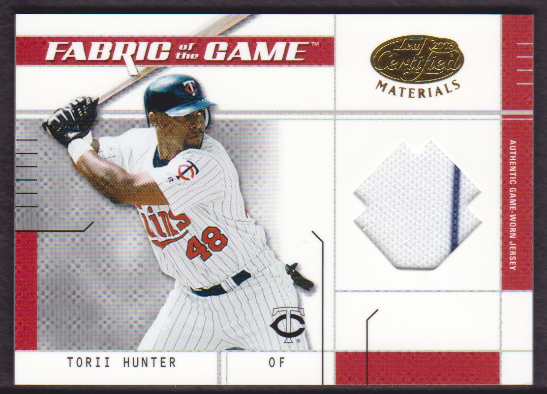 2003 Leaf Certified Materials Fabric of the Game #112BA Torii Hunter BA/100