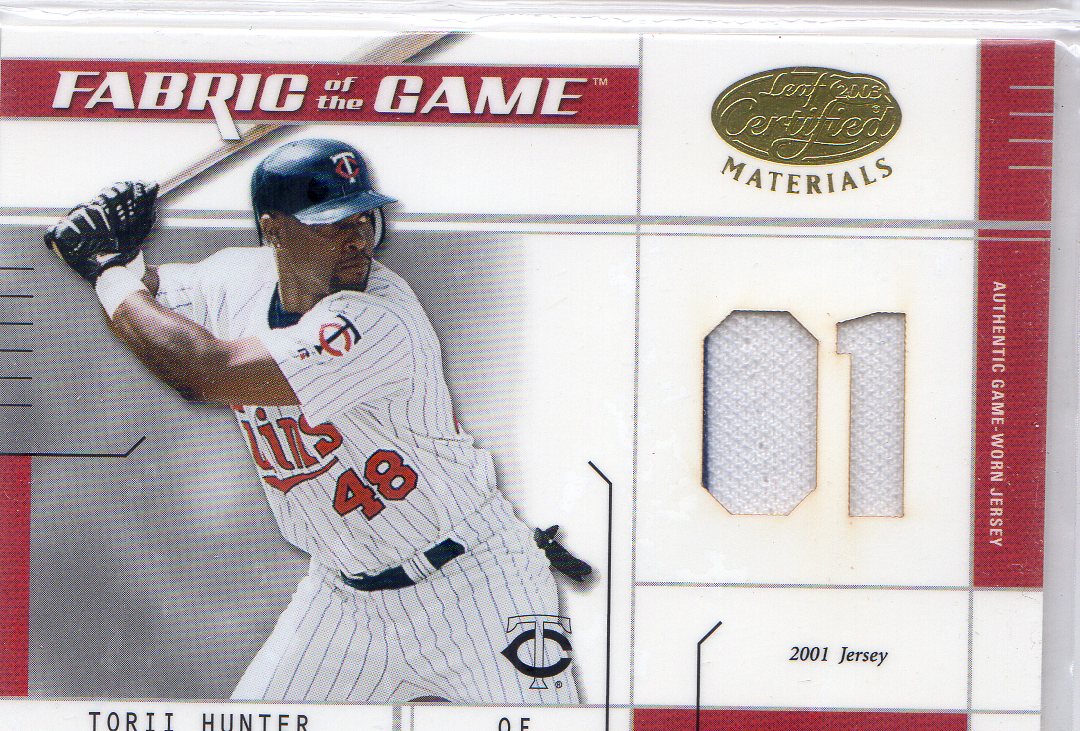 2003 Leaf Certified Materials Fabric of the Game #112JY Torii Hunter JY/101