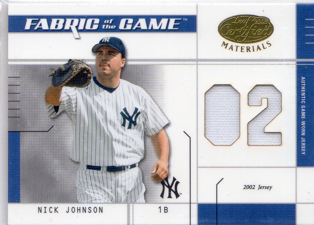 2003 Leaf Certified Materials Fabric of the Game #126JY Nick Johnson JY/102