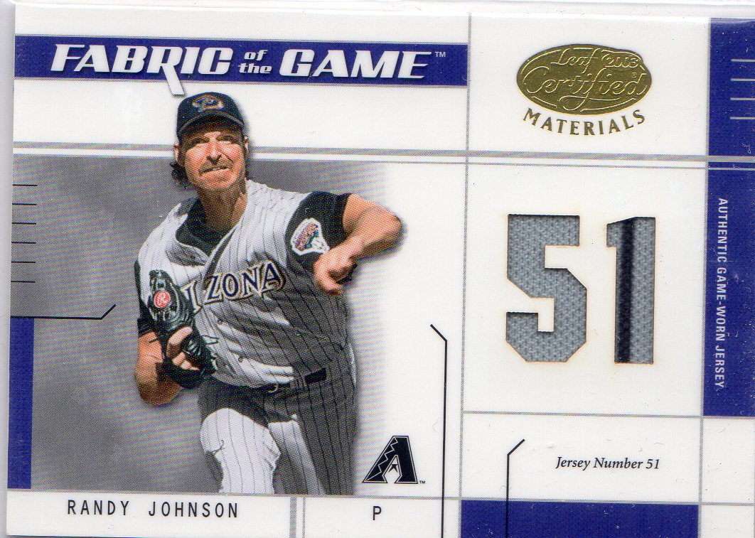 2003 Leaf Certified Materials Fabric of the Game #145JN R.Johnson D'backs JN/51
