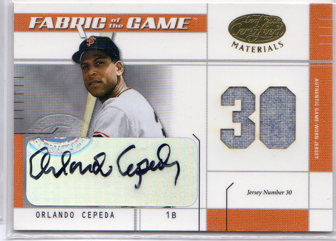 2003 Leaf Certified Materials Fabric of the Game Autographs #106JN Orlando Cepeda JN/5