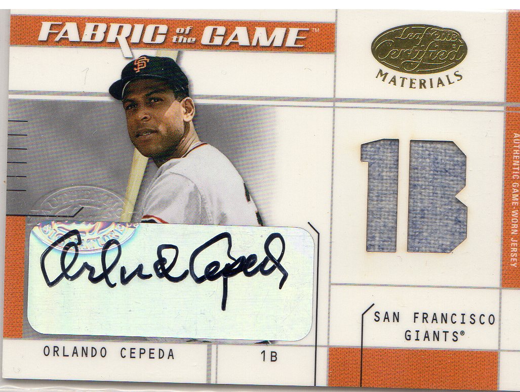 2003 Leaf Certified Materials Fabric of the Game Autographs #106PS Orlando Cepeda PS/5
