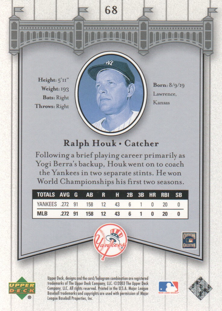2003 Upper Deck Yankees Signature #68 Ralph Houk back image