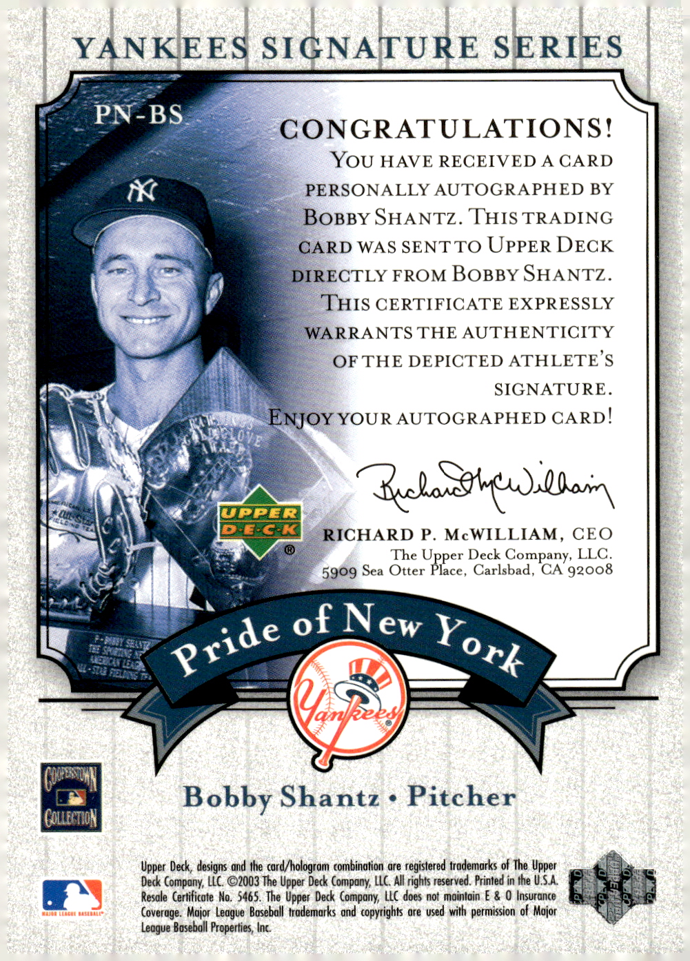 2003 UPPER DECK YANKEES SIGNATURE PRIDE OF NY AUTOGRAPHS ASSORTED SINGLES U-PICK - Picture 11 of 125